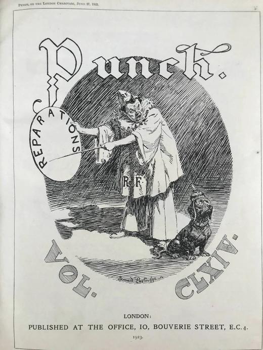 1923年1-6月 英国讽刺漫画杂志《笨拙》（含多幅彩色） 漆布精装16开 商品图2