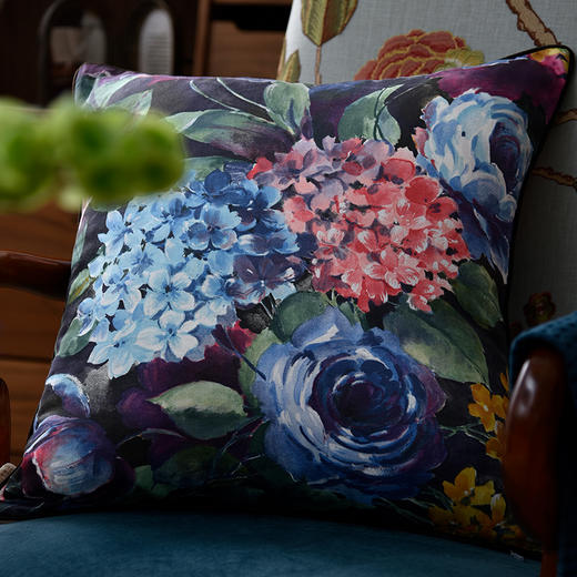 绣球花抱枕花朵贡缎靠包 商品图1