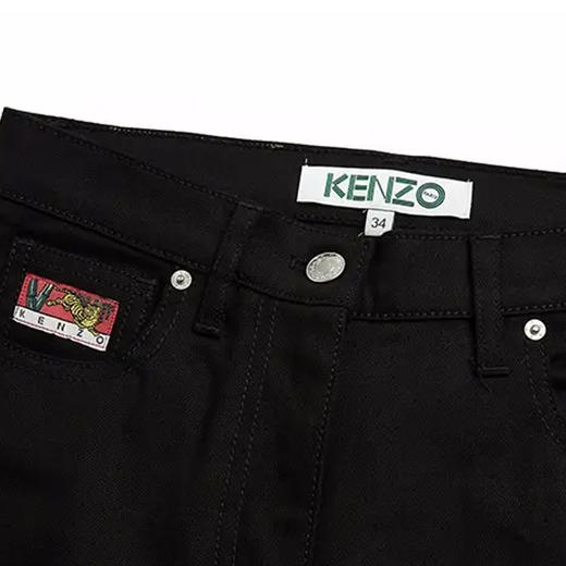 KENZO 高田贤三 女士棉质老虎徽标刺绣休闲牛仔裤 黑色 F952 PA270 6EK 99 商品图3