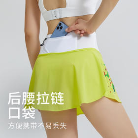 科里芙 假两件印花短裙全腰围多口袋健身裙跑步运动女半身裙