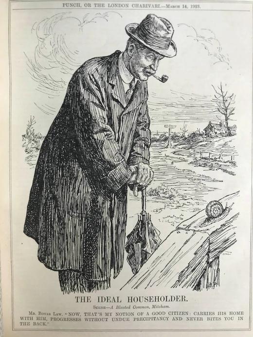 1923年1-6月 英国讽刺漫画杂志《笨拙》（含多幅彩色） 漆布精装16开 商品图10