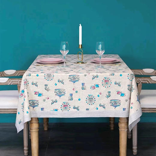 北欧棉麻餐桌布游乐园系列印花 商品图1