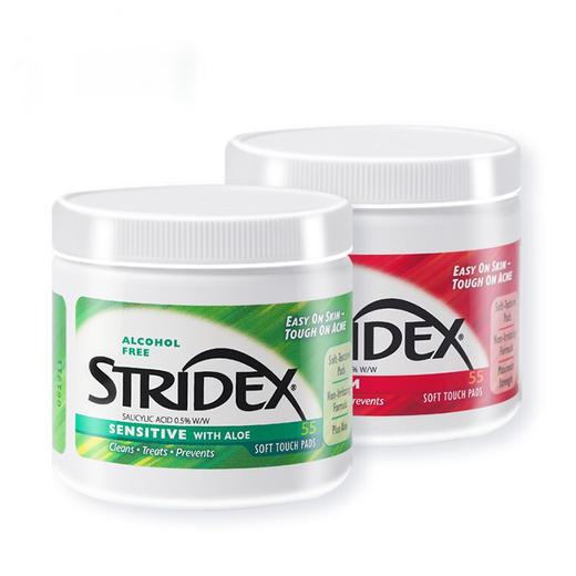 美国Stridex水杨酸抗痘去闭口粉刺黑头刷酸清洁棉片淡化痘印修复  55片/盒 商品图0