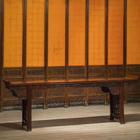 清 红木夹头榫螭龙纹大翘头案