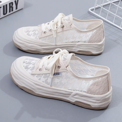 小红书热荐~新款网面小白鞋2022夏季新款女学生ins潮平底松糕板鞋女休闲透气8893 商品图1