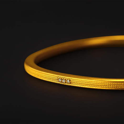 宫匠造办 金琮镯 三生有幸黄金手镯镶钻 商品图3