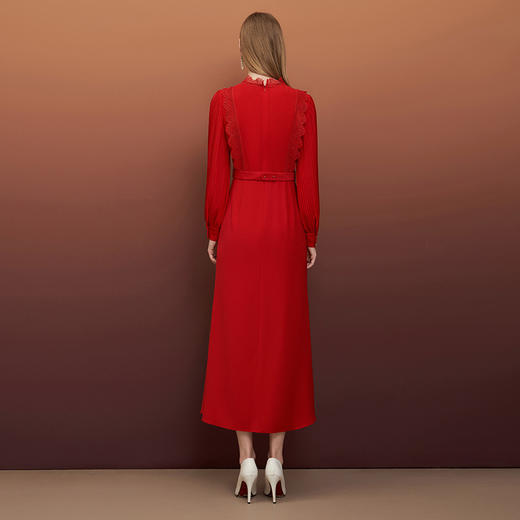 EITIE爱特爱秋季新款束腰长袖优雅显瘦连衣裙6777407 商品图4