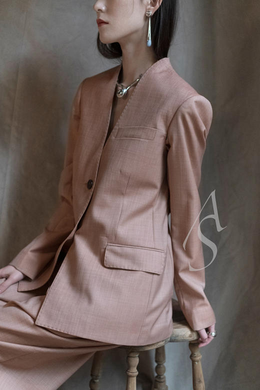 Mark Kenly Domino Tan 珊瑚色JONITA无领式口袋夹克 商品图0