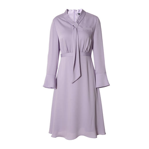 EITIE爱特爱秋冬新款气质飘带收腰显瘦A字中袖连衣裙6707402 商品图6