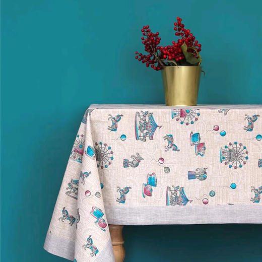 北欧棉麻餐桌布游乐园系列印花 商品图0