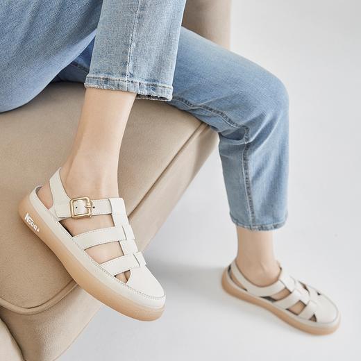 ZHR单鞋女2022年夏新款休闲罗马包头凉鞋百搭平底编织猪笼鞋 商品图3