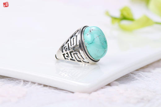 绿松戒指，925银镶 商品图1