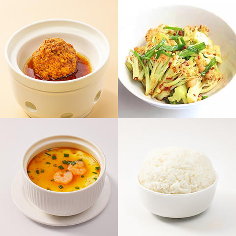 红烧狮子头+虾仁蒸蛋+小炒花菜+米饭 商品图0