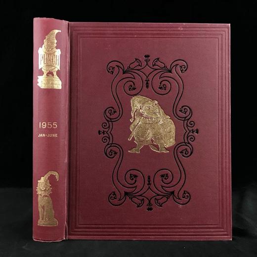 1955年1-6月 英国讽刺漫画杂志《笨拙》（含多幅彩色） 漆布精装16开 商品图0