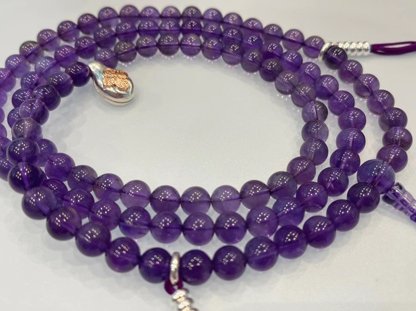 纯银紫水晶佛珠