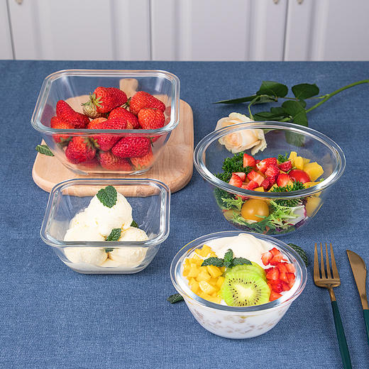 【笑麻麻荟&菲内克斯】钢化玻璃碗可爱甜品碗水果碗单个小碗冰激凌碗 个性 家用A 商品图7