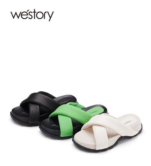 westory女鞋2022夏季新款休闲百搭软底松糕露脚舒适拖鞋W22BJ61461 商品图0