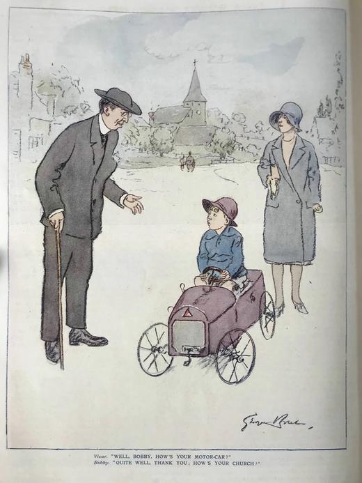 1928年1-6月 英国讽刺漫画杂志《笨拙》（含多幅彩色） 漆布精装16开 商品图3