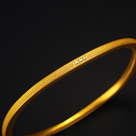 宫匠造办 金琮镯 三生有幸黄金手镯镶钻 商品图5