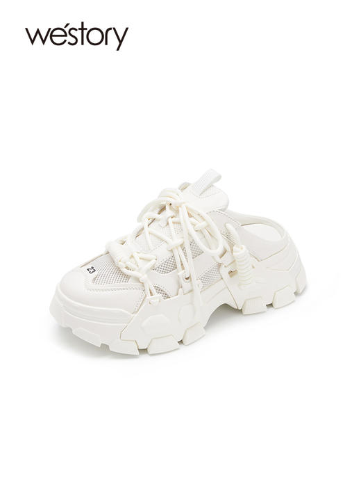 westory2022年新款夏包头老爹鞋厚底显瘦休闲百搭懒人拖鞋女W22AH55071 商品图2