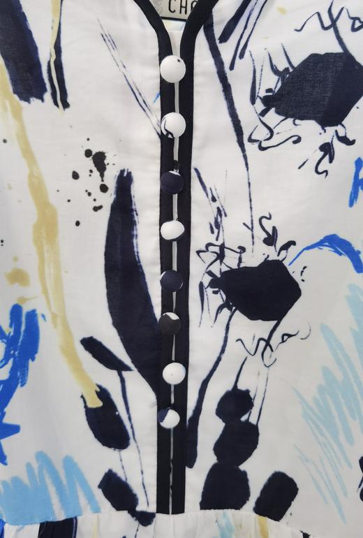 【抽象画印花裙】臣禾方领泡泡袖连衣裙K222021157 商品图2