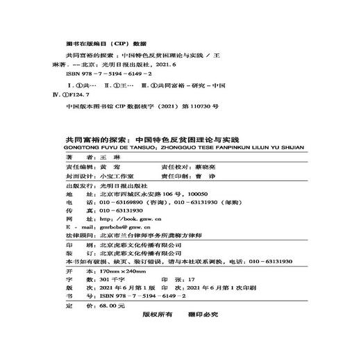 (仓发) 共同富裕的探索：中国特色反贫困理论与实践/光明日报出版社/王琳/9787519461492 商品图3