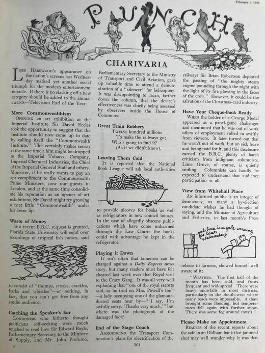 1955年1-6月 英国讽刺漫画杂志《笨拙》（含多幅彩色） 漆布精装16开 商品图11