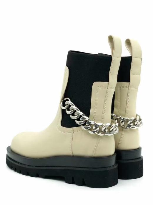 圆头发泡厚底牛皮中筒靴 商品图0