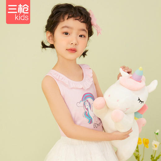 Threegun三枪 【舒肤弹力棉】女童打底儿童背心（两枚装）-39074A011 商品图0