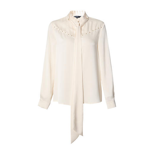 EITIE爱特爱秋季新款时尚通勤职业百搭显瘦立领飘带上衣衬衫6709420 商品图4