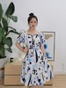 【抽象画印花裙】臣禾方领泡泡袖连衣裙K222021157 商品缩略图3