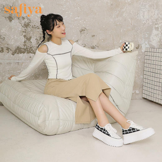 品牌定制| 索菲娅小香风花呢超轻松糕底休闲鞋2022秋新款四季小白鞋SF23112414 商品图11