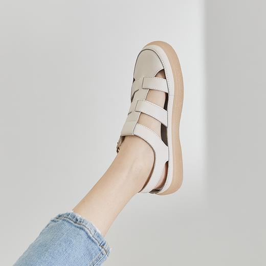 ZHR单鞋女2022年夏新款休闲罗马包头凉鞋百搭平底编织猪笼鞋 商品图8