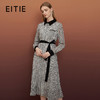 EITIE爱特爱秋季新款女装立领时尚百褶裙摆系带印花连衣裙长裙6707406 商品缩略图0