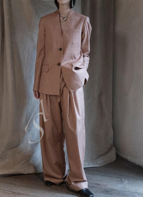 Mark Kenly Domino Tan  珊瑚色PAOLIA高腰双褶阔腿裤