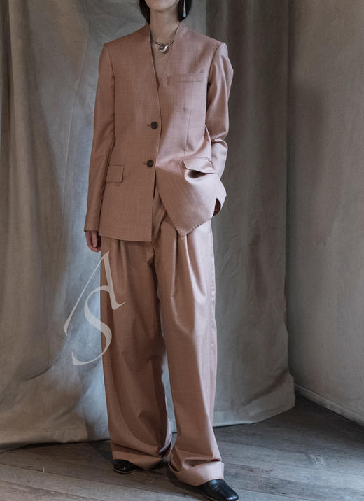 Mark Kenly Domino Tan  珊瑚色PAOLIA高腰双褶阔腿裤 商品图0