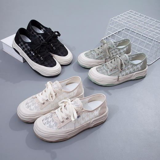 小红书热荐~新款网面小白鞋2022夏季新款女学生ins潮平底松糕板鞋女休闲透气8893 商品图0