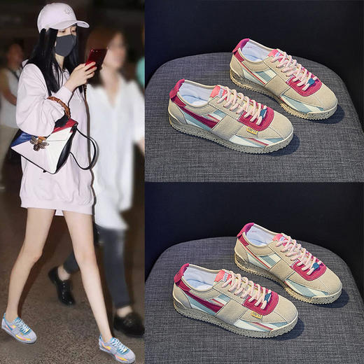 新款时尚百搭ins韩版阿甘鞋2022秋季新款休闲女鞋学生复古百搭板鞋女F1314-100 商品图1