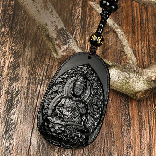 牛首山文创黑曜石吊坠十二生肖项链国潮节日礼物 商品图1