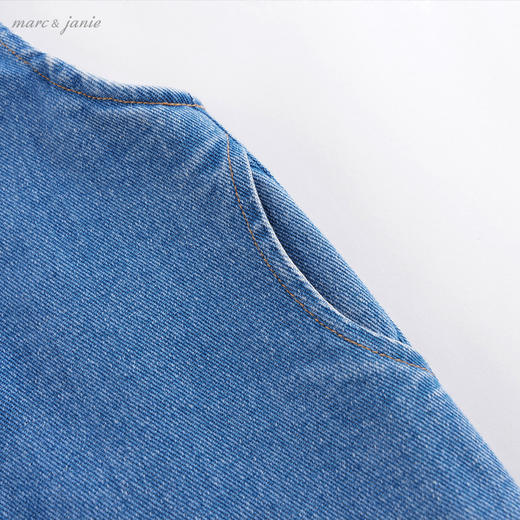 马克珍妮春装 女童花边袖纯棉牛仔背带裙 儿童裙子221777 商品图4