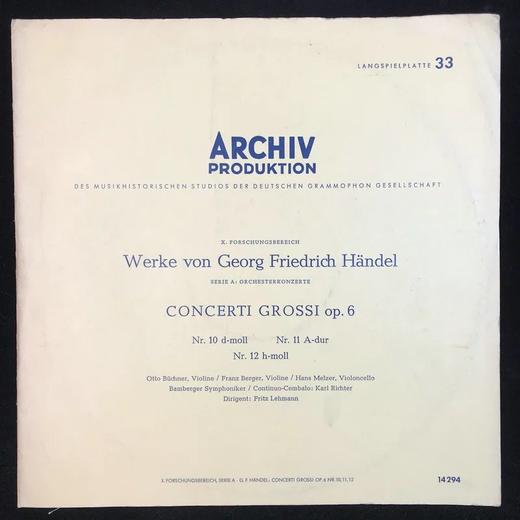 LP黑胶唱片 亨德尔《第10、11、12大协奏曲》班贝格交响乐团 弗利兹·雷曼指挥 商品图0