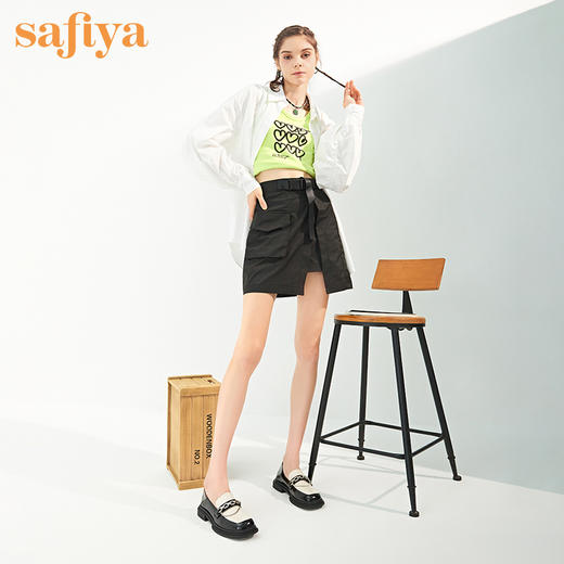 Safiya索菲娅原创链条英伦风乐福鞋2022秋复古方头小皮鞋SF23112027 商品图5