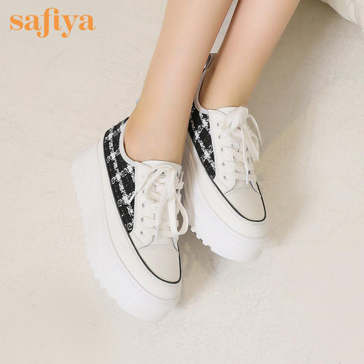 品牌定制| 索菲娅小香风花呢超轻松糕底休闲鞋2022秋新款四季小白鞋SF23112414 商品图10