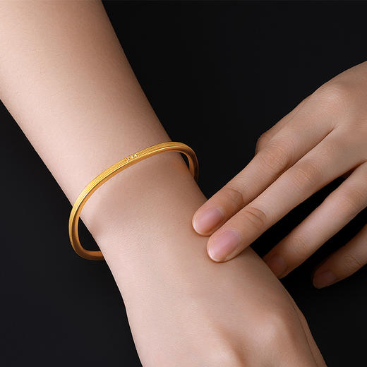 宫匠造办 金琮镯 三生有幸黄金手镯镶钻 商品图4