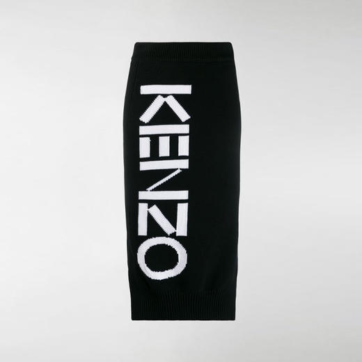KENZO 高田贤三 女士棉质字母徽标刺绣半身裙 黑色 F962 JU563 814 99 商品图0