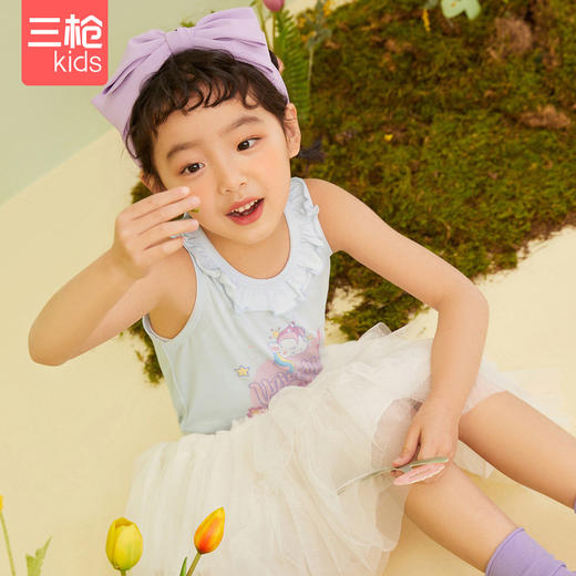 Threegun三枪 【舒肤弹力棉】女童打底儿童背心（两枚装）-39074A011 商品图6