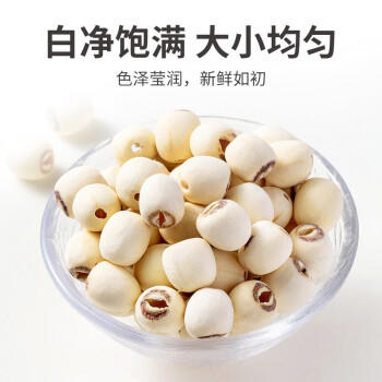 方家铺子莲子400g 湘潭磨皮通芯白莲子去芯百合桂圆银耳羹南北干货 中大号 商品图3