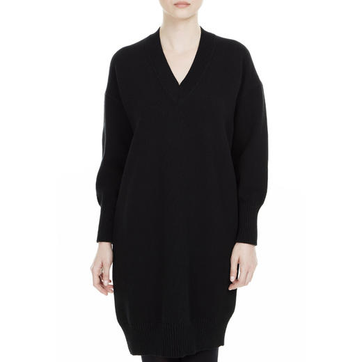 KENZO 高田贤三 女士棉质字母徽标刺绣V领长袖连衣裙 黑色 F962 RO404 814 99 商品图1