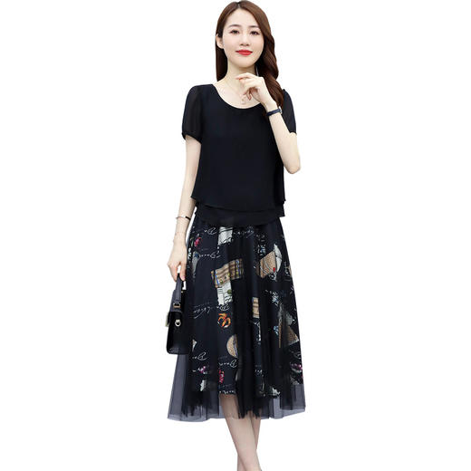 时尚简约大方气质优雅性感领口潮流印花裙两件套HR-RT131 商品图4