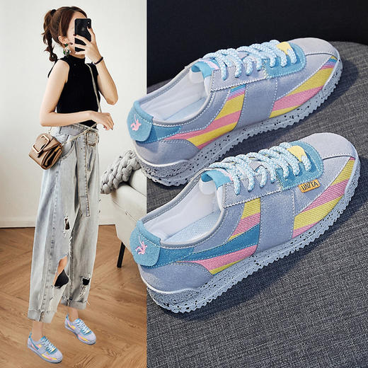 新款时尚百搭ins韩版阿甘鞋2022秋季新款休闲女鞋学生复古百搭板鞋女F1314-100 商品图2